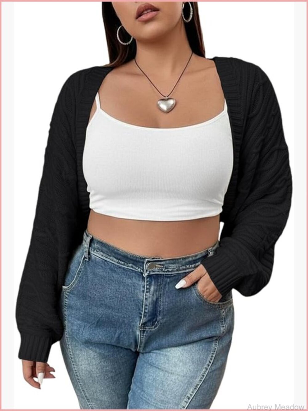 Plus Size Bolero Shrug Cropped Cardigan Cable Knit Oversized Sweater Lady